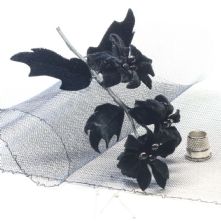 Vintage Black Velvet Ponsettia Millinery Blossoms